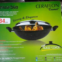 Wajan Marble Cosmos Ceraflon + Tutup Kaca CW-34 MBCF 34cm