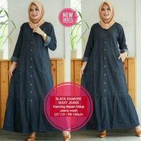 Black Maxi Jeans / Gamis Jeans Jumbo
