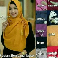 Jual FASHION MUSLIM PASTAN PET TASEL TALI SELEMPANG / JILBAB INSTAN PET / Murah