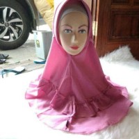 Jual MUSLIMAH FASHION KHIMAR PET INSTAN MADU / HIJAB CLARA RUFFLE TALI / Murah
