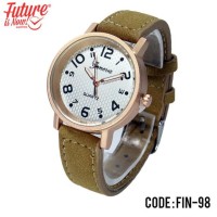 Jam Tangan Wanita Geneva Analog 2 Pilihan Warna (Fin-98) - Kuning