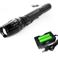 Paket Senter LED Police Besar Zoom SOS Cree XM-L T6 U2 3800 2Bat+1Cha2