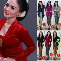 Kebaya kutubaru beludru setelan rok bustier wisuda pesta seragam