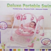 DELUXE PORTABLE SWING MASTELA / AYUNAN BAYI ELEKTRIK MURAH ADA MAINAN