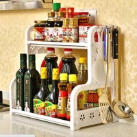 Rak Bumbu Dapur Organizer Plastik Rack Plastik Alat Dapur Bunga Motif