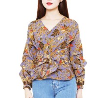 Batik Flike Store Atasan Wanita Puff Sleeve Blouse Amethyst Ivy