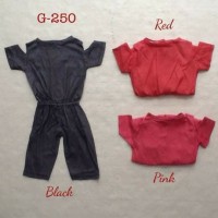 Pakaian setelan anak perempuan jumpsuit pundak bolong anak bayi pere