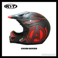 HELM FULL FACE KYT CROSS PRO AVENGER GUN METAL MATT RED FLUO