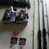 Ekonomis paket 2 Set Alat Pancing Lengkap joran sambung 150 reel 8bb
