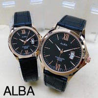 Jam Tangan Alba AL81715 Couple Body Rose Gold Tali Kulit