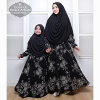 Baju Busana Muslim Gamis Couple Ibu dan Anak Bubble Afkari Black