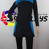 Baju Renang Hijab Diving Muslim Speedo Cewek Hitam Biru Muda - Hitam,