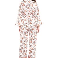 Batik Flike Store Jumpsuit Wanita Long Bell Sleeve Glamour White
