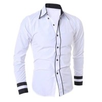 Diskon - Hem Randhy White Ot Pakaian Pria Kemeja Slim Fit Warna Putih