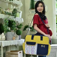 Tas Besar Merk*Snobby* Motif salur dengan tulisan snobby