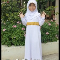 New Stock . . . Baju Muslim Gamis Anak Perempuan List Gold Warna Putih