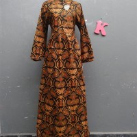 Gamis / long dress batik print resleting katun