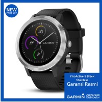 Garmin SmartWatch Vivo Active 3 Black Stainless Garansi TAM 1 Tahun