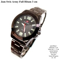 T2105 jam tangan wanita swis army full hitam 3cm fullset