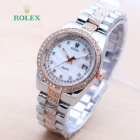 Branded Ori Jam Tangan Wanita Rolex Sparkle Rantai