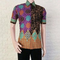 Kemeja Batik Sogan Spiral Rainbow warna Tosca Special Edition