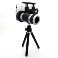 Mini Tripod + TELE ZOOM 8x UNIVERSAL LENSA untuk Hp