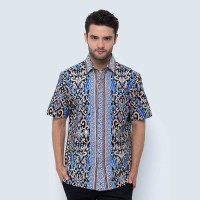 Pradawita Batik Kemeja Lengan Pendek Riau - Biru