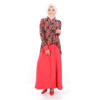 Jfashion Long Dress Gamis Maxi Krah Shanghai Variasi Seleting - Manoha
