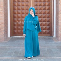 Hijab Syar'i Adzkia, Gamis Manisqu set (Biru Tosca)
