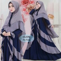 BAJU BUSANA MUSLIM GAMIS FATIN SYARI ABU NAVY BERGO SOFT PED