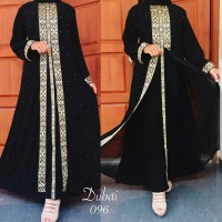 ABAYA DUBAI 096 GAMIS JUBAH HITAM TERBARU ARAB BUSANA MUSLIM Wanita