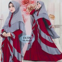 BAJU BUSANA MUSLIM GAMIS FATIN SYARI ABU MAROON BERGO SOFT PED