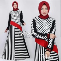 Folza dress by sima gamis polka hitam putih casual simple modern trend