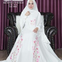 M58 Baju Gamis Syari Jumbo Ukuran XXL Rindiani Bordir Warna Putih