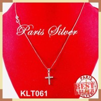 Kalung Salib Italy Itali Silver Perak 925 lapis emas putih wanita
