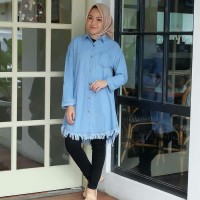 baju gamis wanita terbaru Dela Tunik Jeans baju atasan wanita muslim