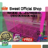 KANDANG BESI LIPAT SIZE L (60X50X42) Original U/ Kucing / Kelinci /