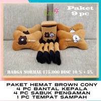 BANTAL MOBIL PAKET HEMAT 9 PC KARAKTER BROW CONY (DISCOUNT 10% +5%