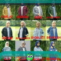 Jaket jeans levis cewek oversize hitam coklat biru pudar merah maron
