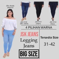 Big size 31-42 Celana panjang legging jeans wanita pinggang karet