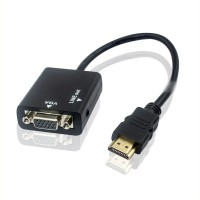 Kabel Adapter HDMI ke VGA Female Dengan Port Audio - Black