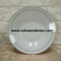 Sale Piring Makan keramik Sango 9inchi lis emas perlusin Putih ru