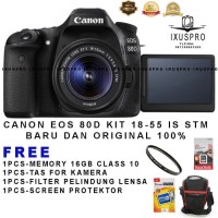 CAMERA CANON EOS 80D + LENSA 18-55 IS STM WIFI/DSLR CANON EOS 80D KIT