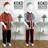 (9T) Setelan Baju Koko Anak SD 9 Tahun Lengan Pendek Qalesya
