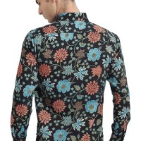 Batik Flike Store Kemeja Lengan Panjang Flower Addiction - Hitam, Xs