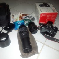 Kamera dslr eos canon 1100d fullset plus lensa tele sigma 70-300mm