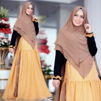 Gamis Syari Jersey mix Cerruty Polkadot Ori Branded by Be Glow