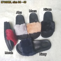 Jelly sandal bara bara sendal wanita karet import bulu 8768kbl