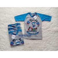 Kaos Raglan Anak Tobot Abu-Biru Muda