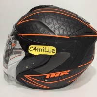 Terbaru HELM INK DYNAMIC MOTIF 2 GUN METAL DOFF ORANGE HALF FACE